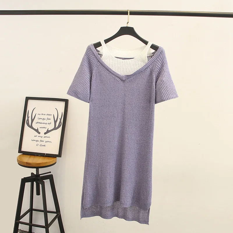 Dress Fashion Solid O-Neck Short Sleeve Gray Office Lady Summer Plus Size Slim | Женская одежда