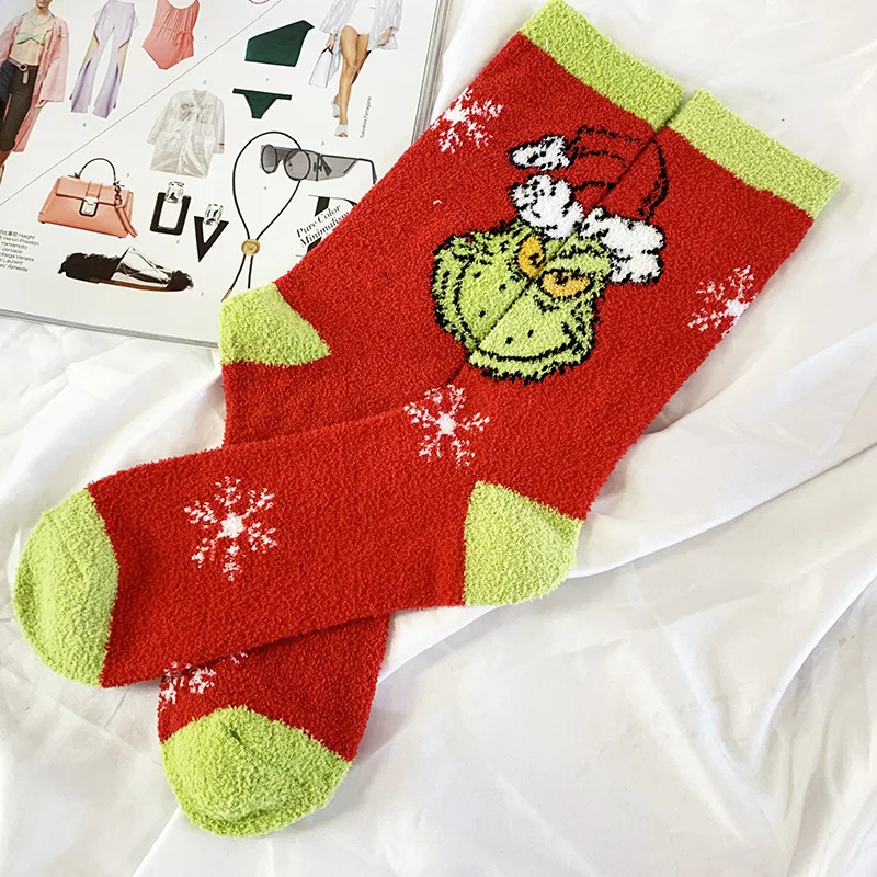 Christmas Funny Socks Grinch Clown Skull Horror Socks Personality Trendy Street Hip Hop Cool Women's Winter Socks With Print
