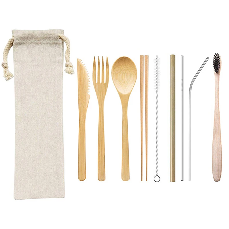 1Set Eco Friendly Bamboo Toothbrush Sets Plastic-Free Bamboo Tooth Brush Portable Travel Set Wholesale