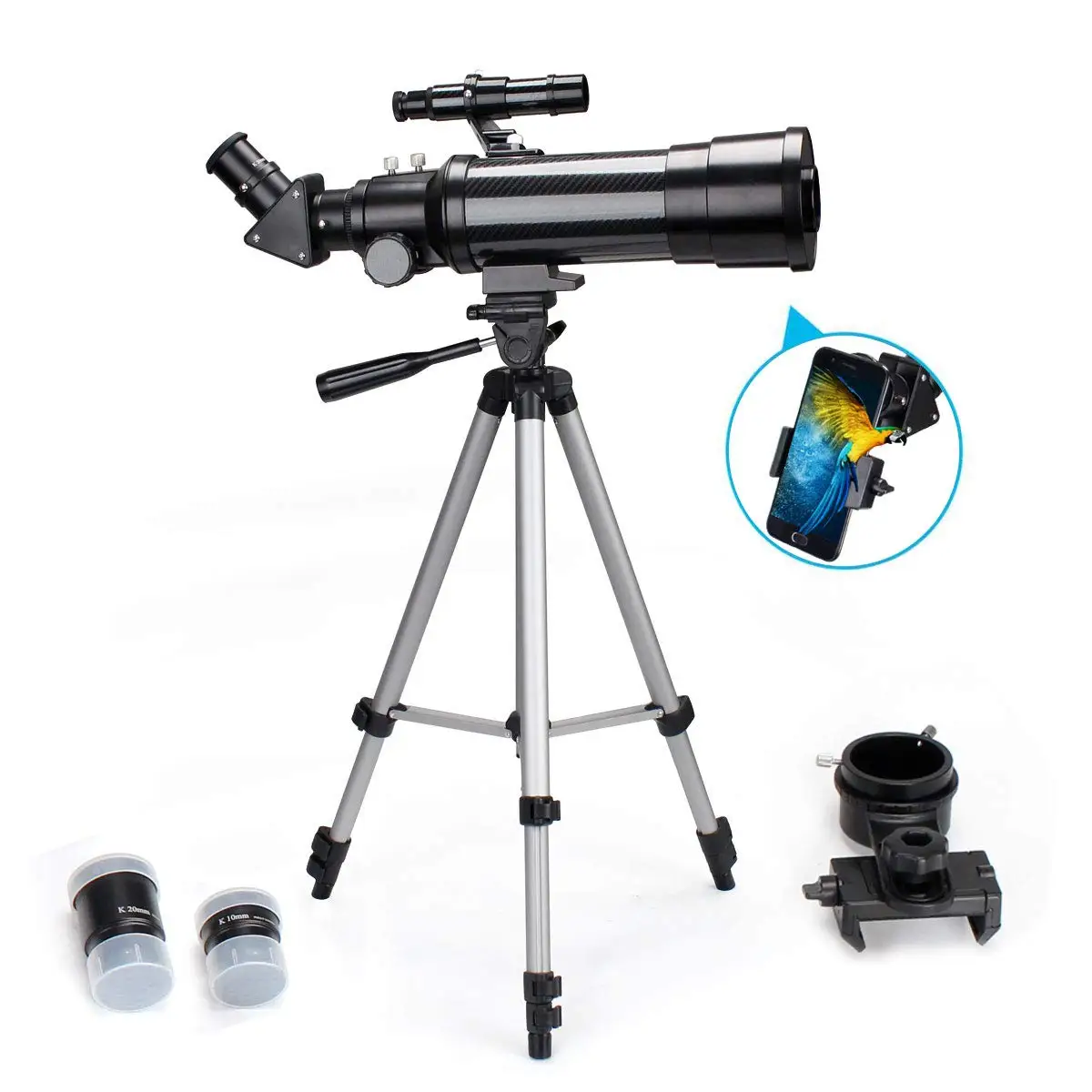 

70mm Telescope for Beginners and Kids, Refracter Travel Scope for Viewing Moon Stargazing and Outdoor FMC Lens,