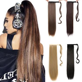 

TALANG Long Straight Hair Velcro Ponytail Wig Strap Style Ponytail Wig Female Ponytail Extension Synthetic Hair Extension