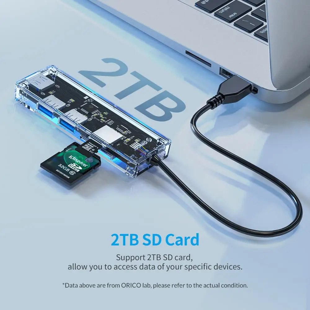 Прозрачный usb хаб ORICO высокоскоростной разветвитель USB 3 0 с 4 портами OTG адаптер для
