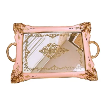 

Rectangle Resin Mirror Jewelry Dish Rolling Tray Set Plate Kitchen Organization Storage Trays Cosmetics Wedding Ring Tray Crafts