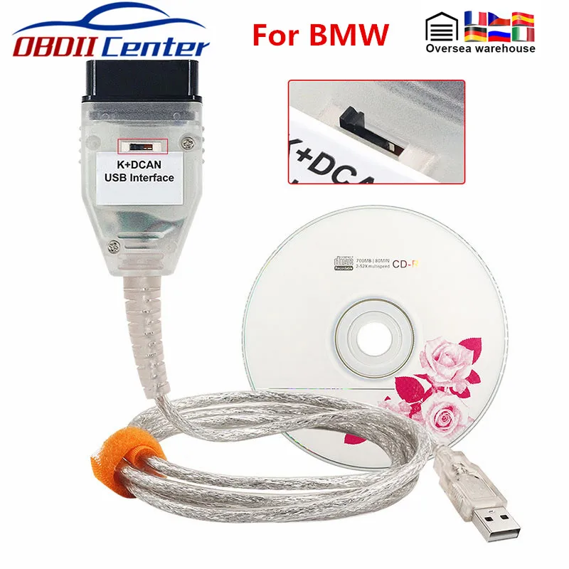For BMW K DCAN Switch OBDII Diagnostic Cable IN-PA K+DCAN USB Interface IN-PA Ediabas K D CAN OBD2 Diagnostic Scanner FT232RL