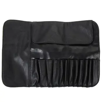 

12/18/24 Slots Cosmetic Makeup Brushes Case Holder Roll Bag high quality black faux leather Pouch for Standard length Brush Kit