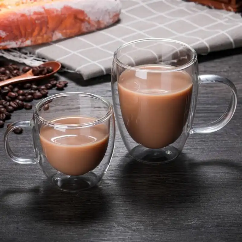 Transparent glass coffee cup milk whiskey tea beer double creative heat resistant cocktail Vodka wine mug Drinkware tumbler cups