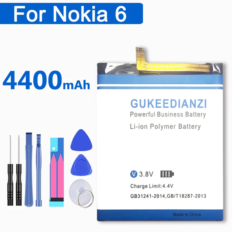 GUKEEDIANZI 4400 мАч аккумулятор HE335 для Nokia 6 Nokia6 N6 TA-1000 TA-1003 TA-1021 TA-1025 TA-1033 TA-1039 TA-Литий-полимерный аккумулятор