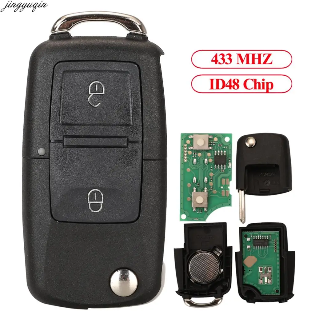 

Jingyuqin Remote Control 434MHZ ID48 Chip Tranponder Car Key For VW MK4 Seat Altea Alhambra Ibiza 1J0959753CT/DJ/1M0959753C 2B
