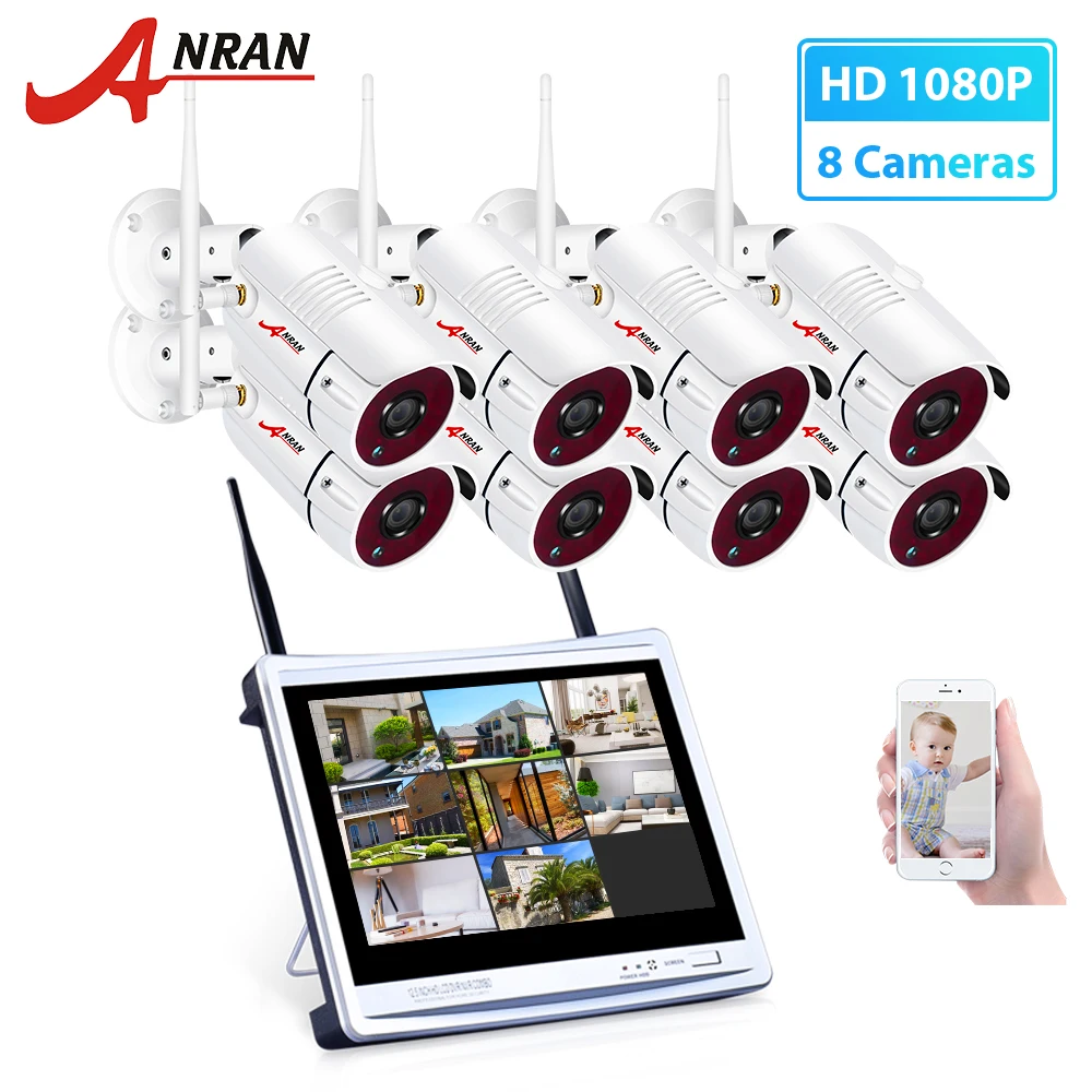 

ANRAN 8CH Wireless Surveillance Camera System 1080P HD IP Outdoor Night Vision CCTV Security Camera System