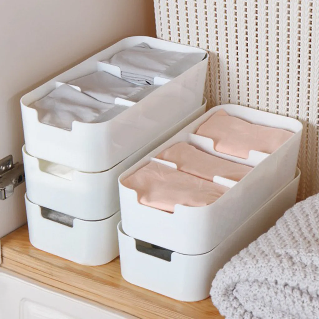 

HSU Home Underwear Storage Box Close-Fitting Clothing Desktop Finishing Box Foldable Desktop Storage Basket Sundries Storage Box