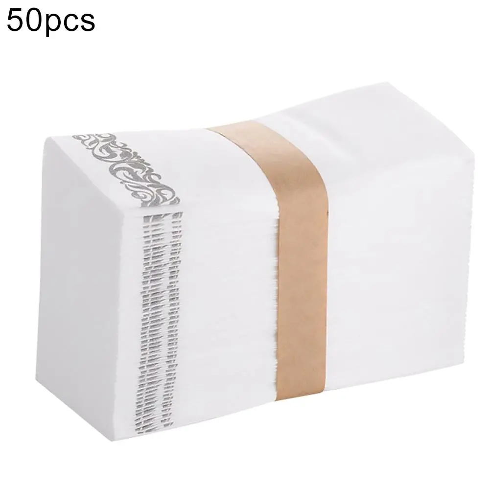 

HOT SALES!!! 50Pcs Disposable Hand Tissue Napkin Home Hotel Restaurant Cloth-Like Paper Towel For Wedding Party 30x40cm
