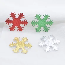 200Pcs/lot 25mm Mixed Gold and Silver Cloth Snowflake Applique Sticke on Christmas Decor Accessory Clothes Hat DIY Patches C22