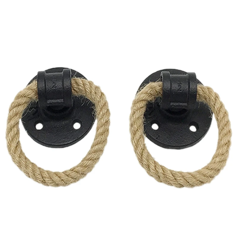 

Vintage Drop Ring Drawer Knobs Hemp Rope Black Bronze Wardrobe Cupboard Pull Cabinet Knobs Handle Furniture Hardware