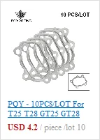 Pqy-черный 10 шт./лот для T25 T28 GT25 GT28 турбокомпрессора прокладка фитинг для Turbo GT25 5 болт PQY4810