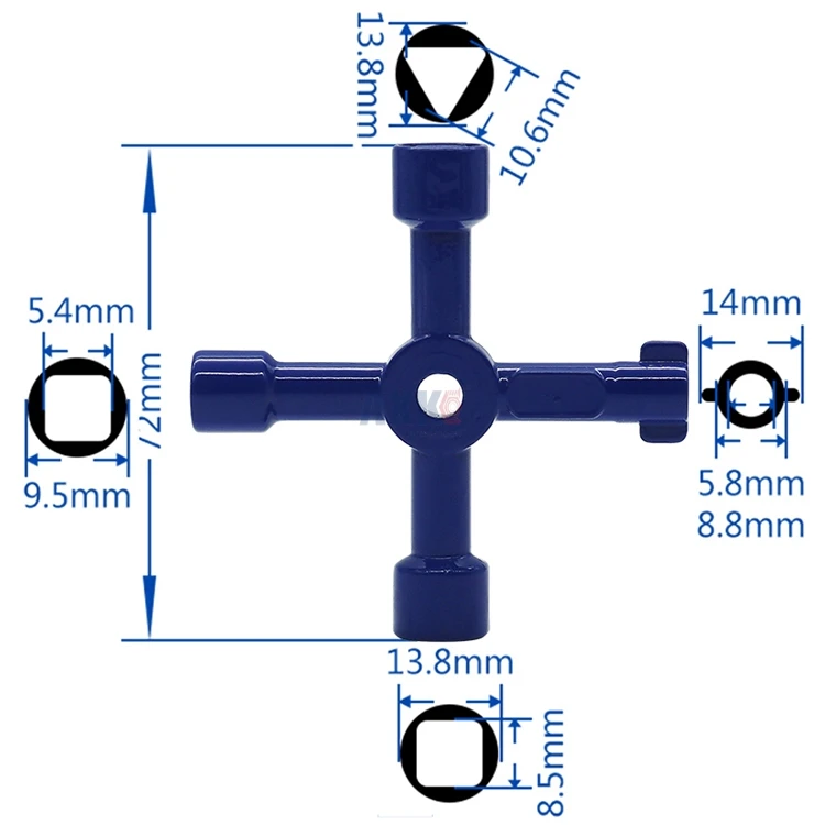 Multifunction 4 Ways Universal Triangle Wrench Key Plumber Keys Triangle For Gas Electric Meter Cabinets Bleed Radiators DBIRD