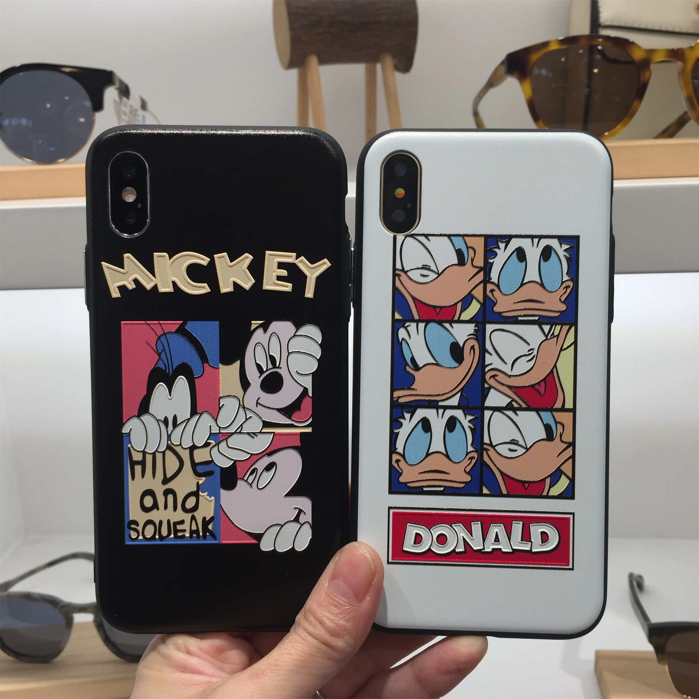 

For iphone X XR XS MAX Cover For iphone XI 8C 11 6S 6 7 8 Plus America Mickey Donald PC+TPU Electroplate Mobile Phone Case Cover