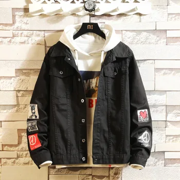 

Hot Mens Jean Bomber Jacket Cotton Outwear Men Long sleeve Jacket Coat Trendy Brand New Denim Jackets Male Cowboy HipHop Tops