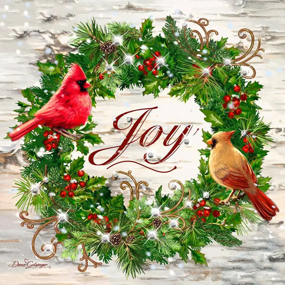 Рождественская Алмазная картина венок птица полная дрель квадратная/круглая