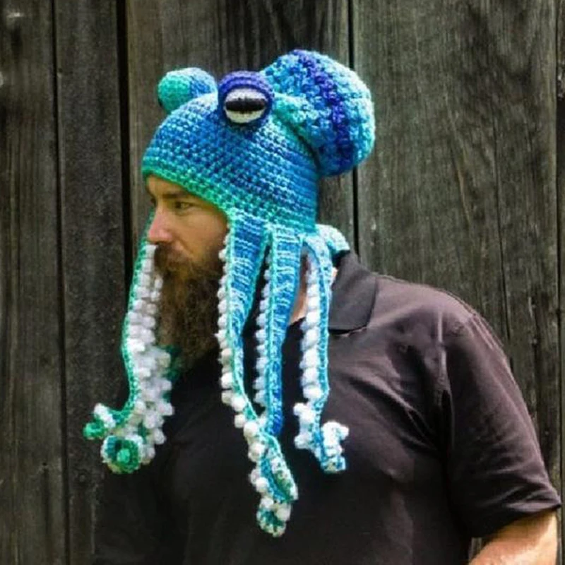 Octopus Beard Hand Weave Knit Wool Hats 