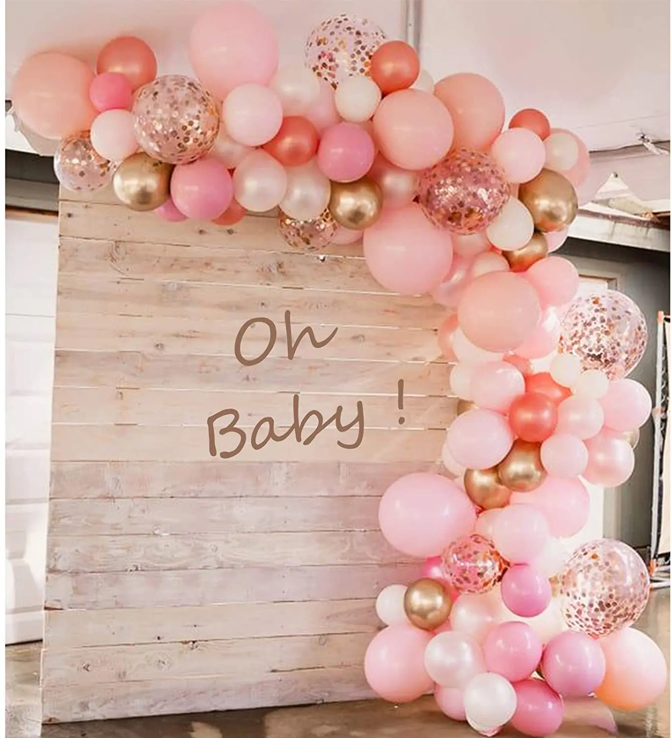 pink and gold balloon garland