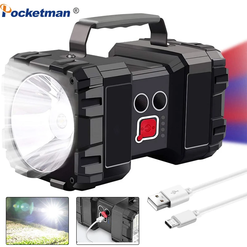 Powerful Led Double Head Searchlight Usb Rechargeable Handheld