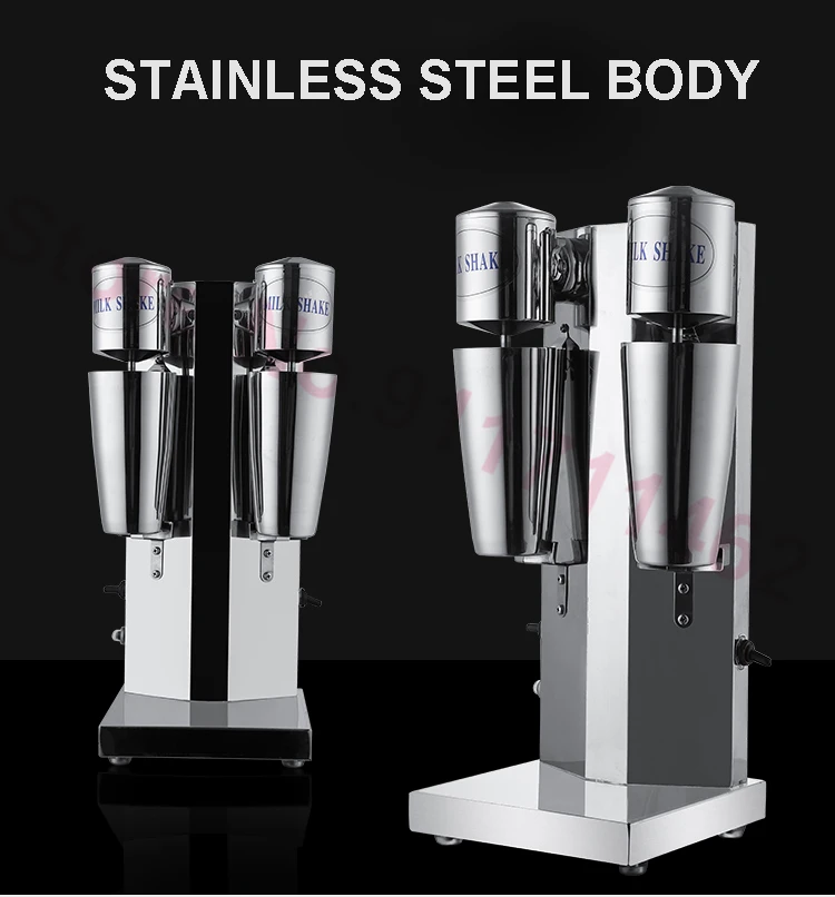 Commercial Double Head Milkshake Machine Electric Blender Milk Foam Shaker Stainless Steel Bubble Milkshake Maker 220V/110V 4