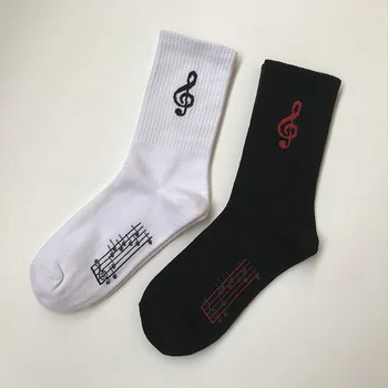

3 Pair/lot Fashion Music Pattern Socks men Style Women music note Unique Black White Socks for gift