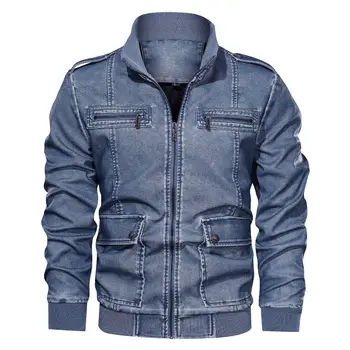 

2020 the new men's leisure and velvet with young fur collar pocket washed more big yards of leather jackets