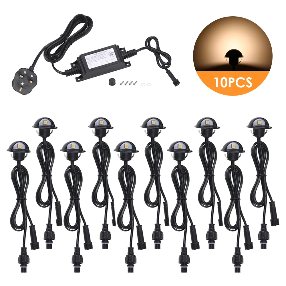 10PCS 35mm LEDs Deck Lights Set 4W 100LM SMD5050 Recessed In-ground Underground light IP67 Water Resistance Outdoor Spotlight