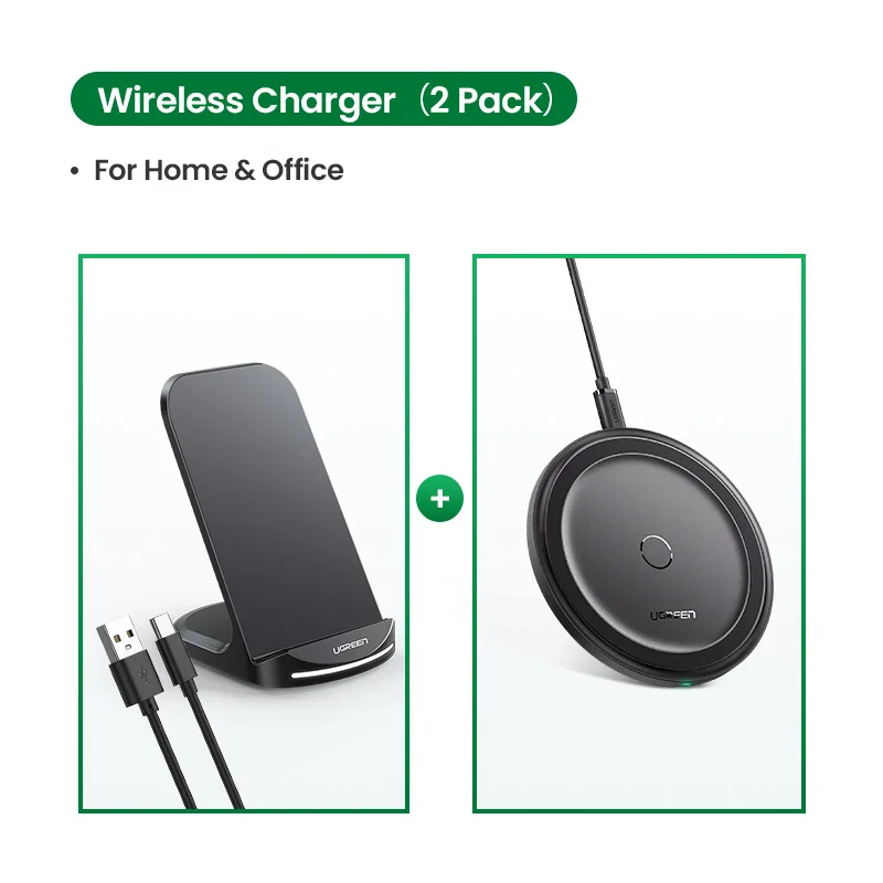 2 Wireless Chargers Ugreen Qi Беспроводное зарядное устройство подставка для iPhone 11 Pro X XS 8 XR samsung S9 S10 S8 S10E быстрая Беспроводная зарядная станция зарядное устройство для телефона - Цвет: 2 Wireless Chargers