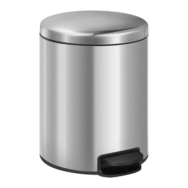 1pc Stainless Steel Round Fingerprint Proof Trash Can Brushed 1pc Stainless Steel Round Fingerprint