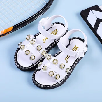 

2020 New Summer Girls Sandals Korean Style Little Princess Soft Bottom Beach Shoes 2-8 yrs Baby Sandals Five-pointed Star D03052