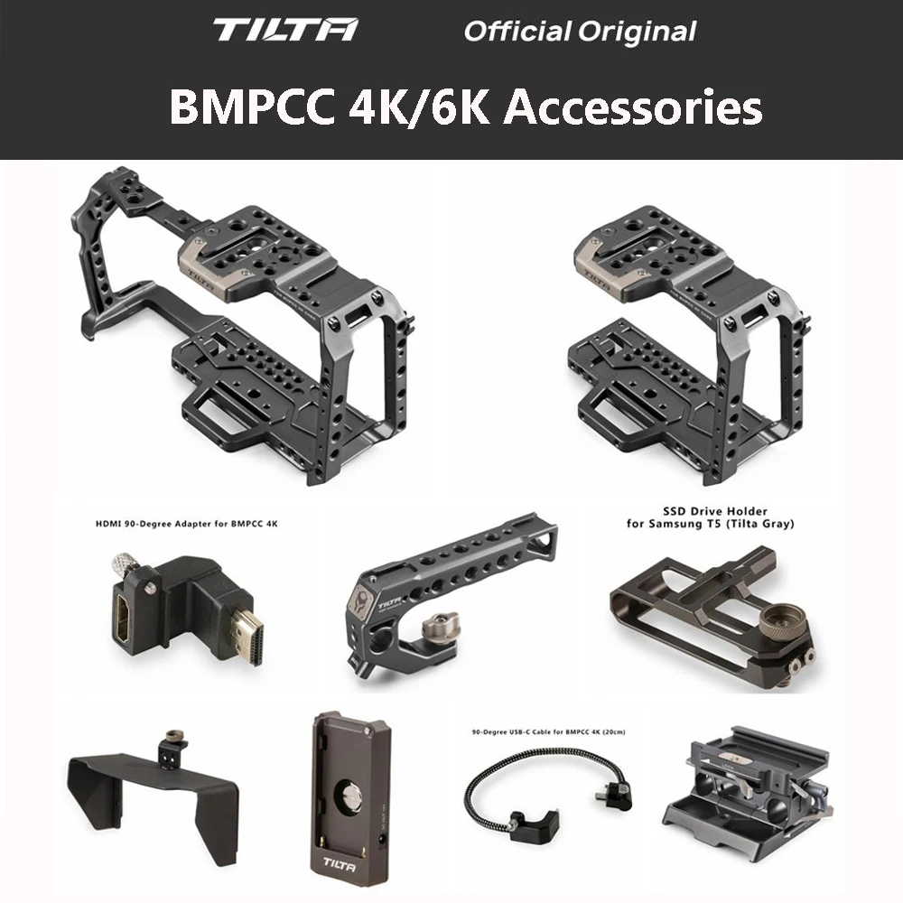Price Tilta TA T01 A G Full Camera Cage all set accessories for BMPCC 4K Camera Top Handle Wooden Side Handle F970 Battery plate