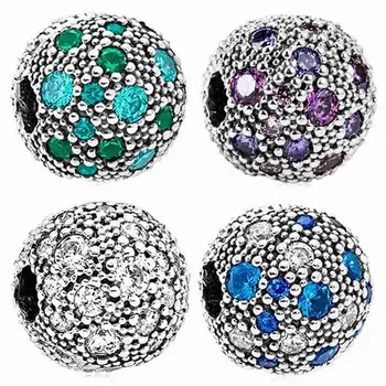 

Original White & Purple & Blue & Green Cosmic Stars Clip Stopper Beads Fit Bracelet 925 Sterling Silver Charm Jewelry
