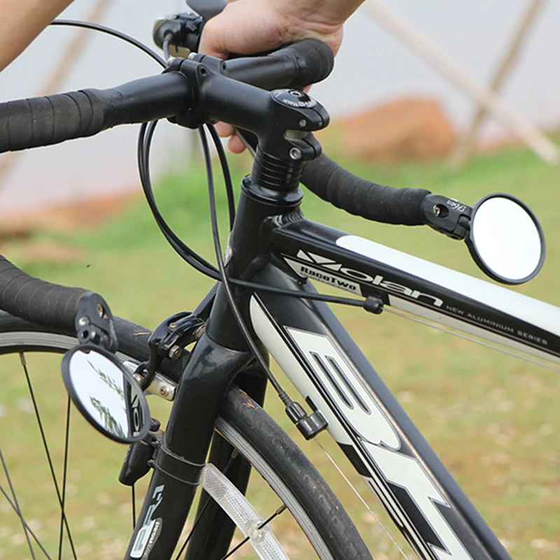 

Bike Rear View Mirror Adjustable Reflective Stainless Steel Nylon Fiber Bicycle Handlebar Grip Rearview Glass Bike Mirrors