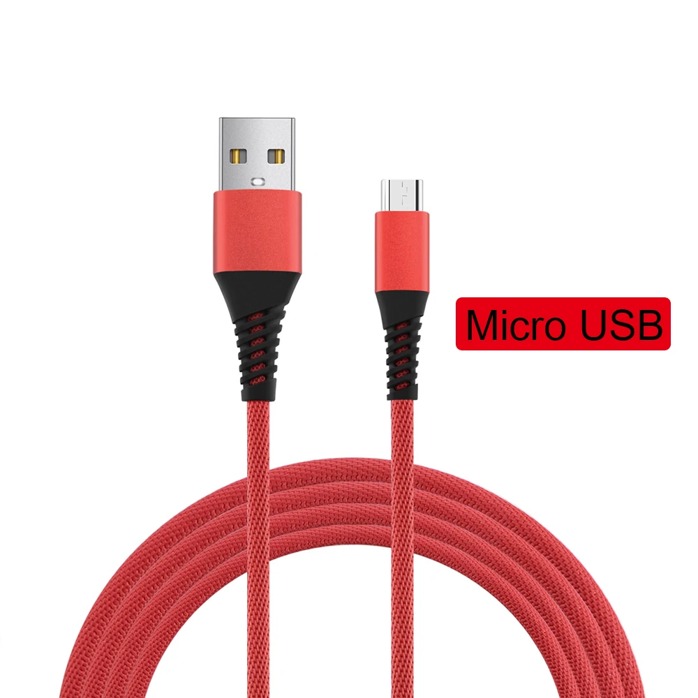 Red-Micro Кабель для быстрой зарядки Micro type-C usb type C USBC Micro USB C кабель для зарядки телефона кабель для передачи данных 2.1A 1 м высокая скорость зарядки - Цвет: Red-Micro