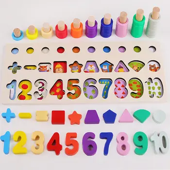 

Wooden Board Puzzle Fruit Number Geometry Shape Pair Math Game Early Learning Kids Montessori Baby Toys