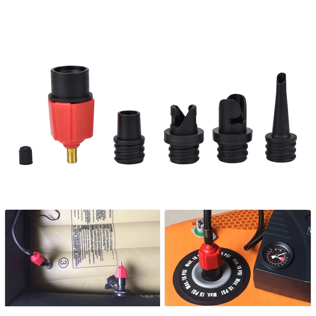 4 Nozzle SUP Pump Adapter for Inflatable Boat Air Valve Adaptor Hose Connector 
