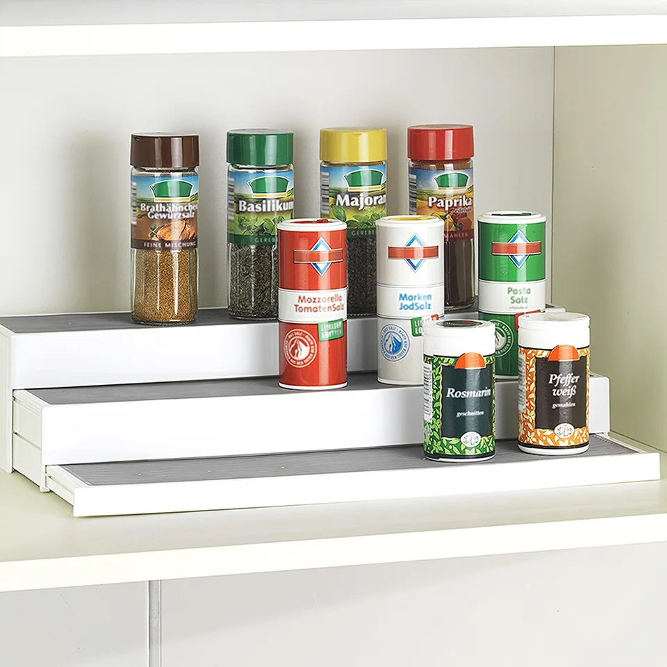 3 Tiered Expandable Spice Rack Organizer Non Skid Pantry Organizer
