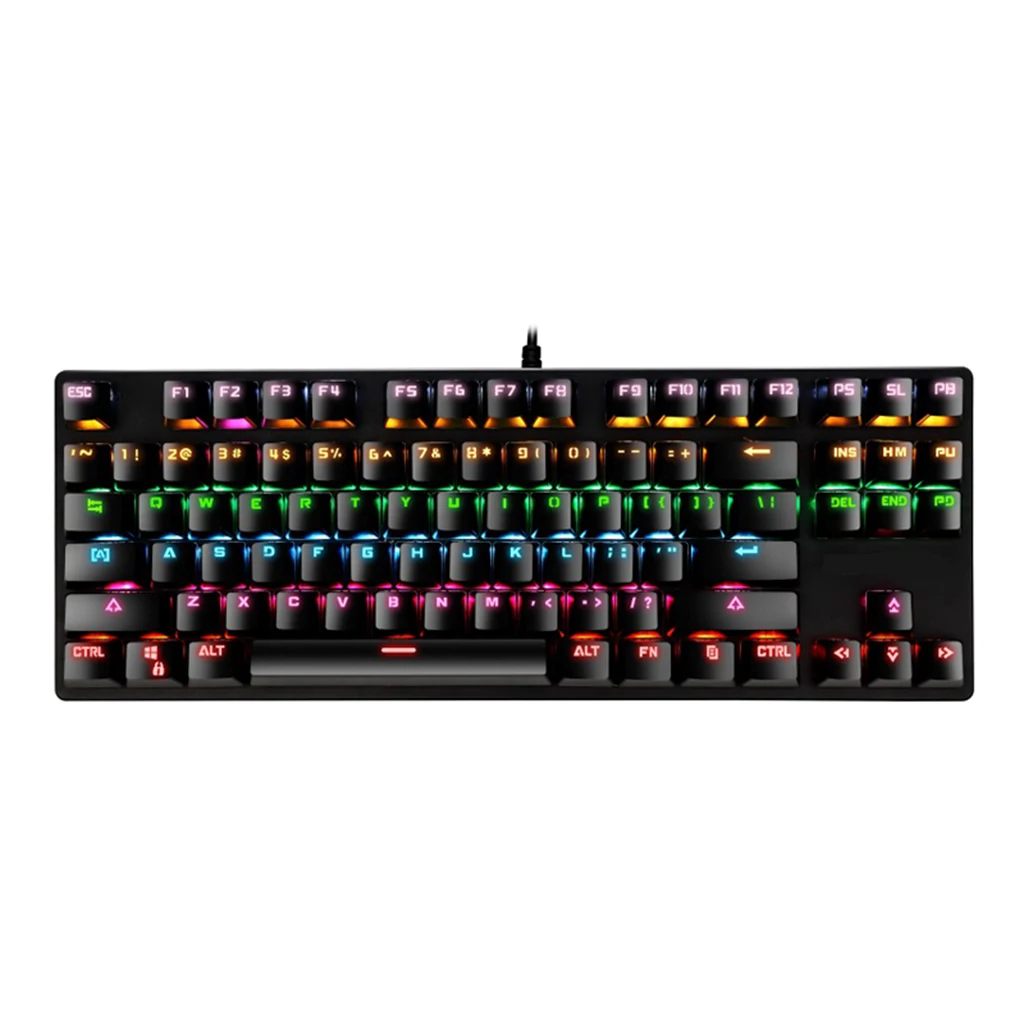 Mechanical Gaming Keyboard, RGB LED Rainbow Backlit Wired Keyboard for Windows Gaming PC (87 Keys)