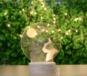 

Hot Sale Amazon Colorful Table Night Light Romanic Gift Craft Cat Moon Mood Lamp