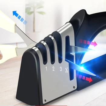 

4 Stage Knife Sharpener for Straight Knives and Scissors Diamond Tungsten Steel Whetstone Ceramic Rod Restore and Polish Blades