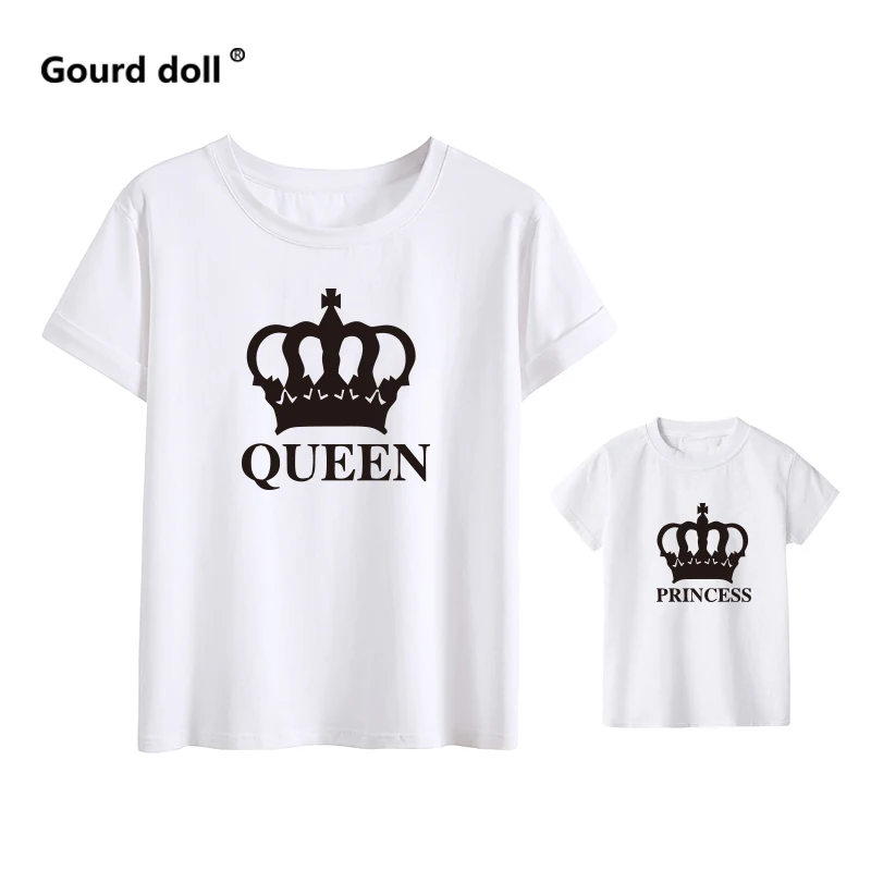 Crown Princess Family matching clothes mommy and me clothes mother daughter matching mom and baby girl Cotton tshirt