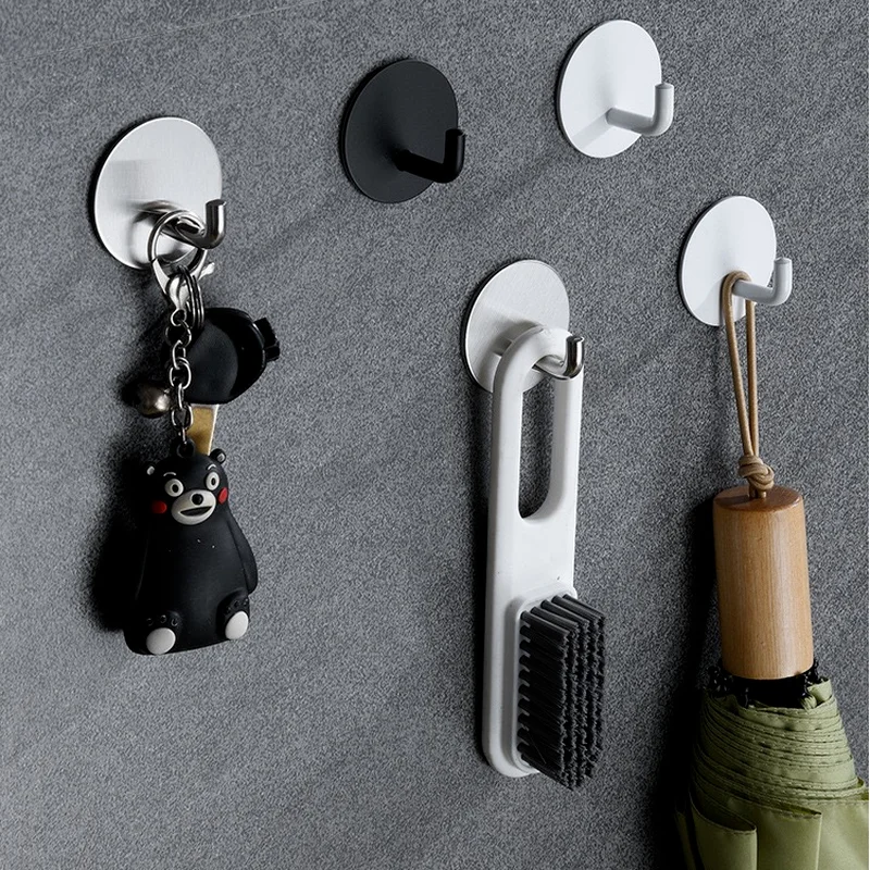 2PCS Stainless Steel Robe Hooks No Drilling Coat Hat Hook Towel Rack Wall mounted Storage Hanger for Bathroom Kitchen Hardware