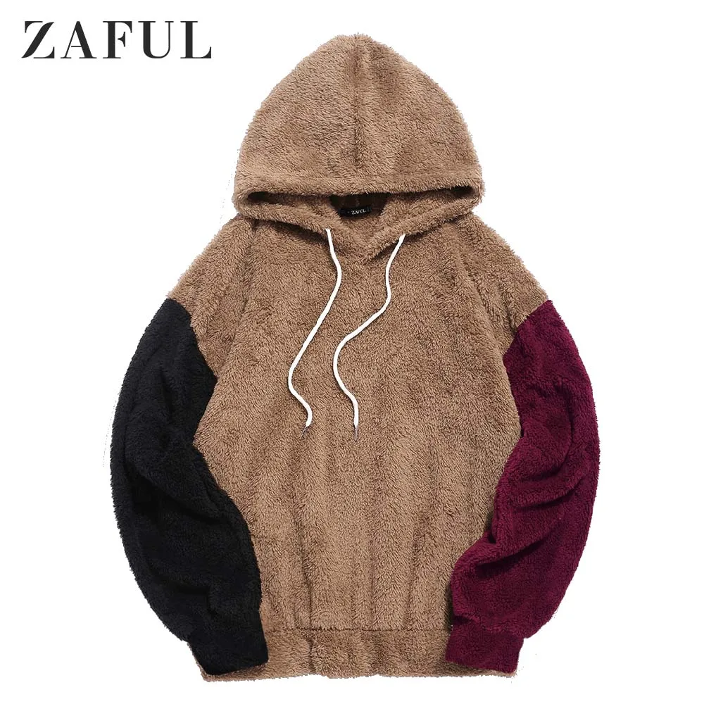 ZAFUL Осенняя мужская разноцветная Толстовка на завязках с капюшоном контрастного