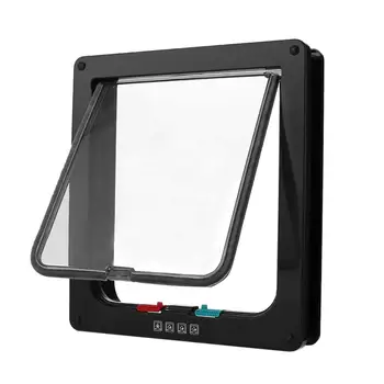 

1PC Controllable Pet Entry and Exit Door Cat Safe Hole Door Pet Supplies (Black Size L)