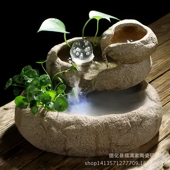 

Ceramics Imitation Stone Water Flow Indoor Water Feature Fountain Office Living Room Fish Tank Decoration Humidifier