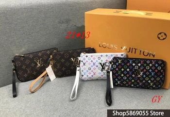

Luxury Louis Vuitton LV- Women Wallets Fashion Long Leather Top Quality Card Holder Classic Female Purse Brand Wallet L03