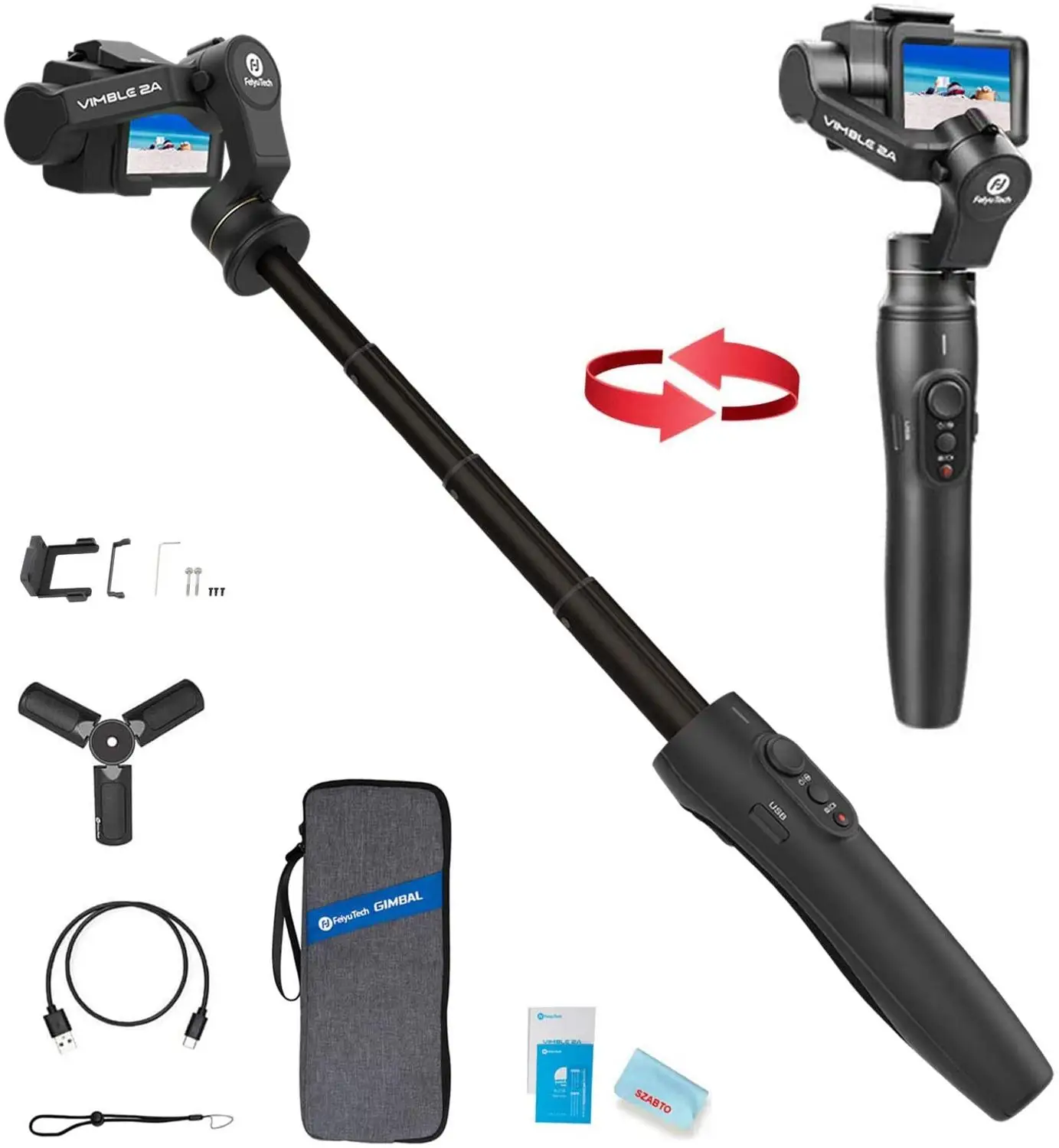 Используется Feiyu Vimble 2A Выдвижная экшн Камера Gopro 3 осевой стабилизатор Gimbal для