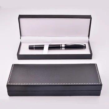 

2pcs PU Leather Pen Box Fashionable Portable Gift Boxes Stationery Box Container for Business(Black)